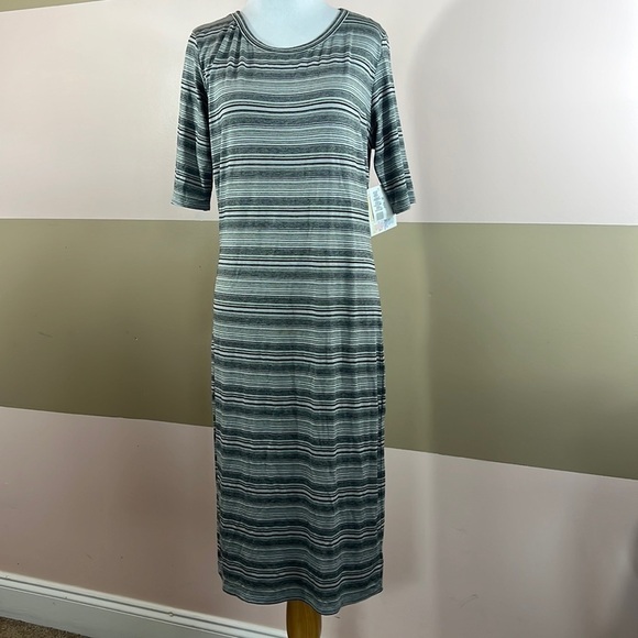LulaRoe Julia striped Multicolor Dress Size Medium - Picture 1 of 6